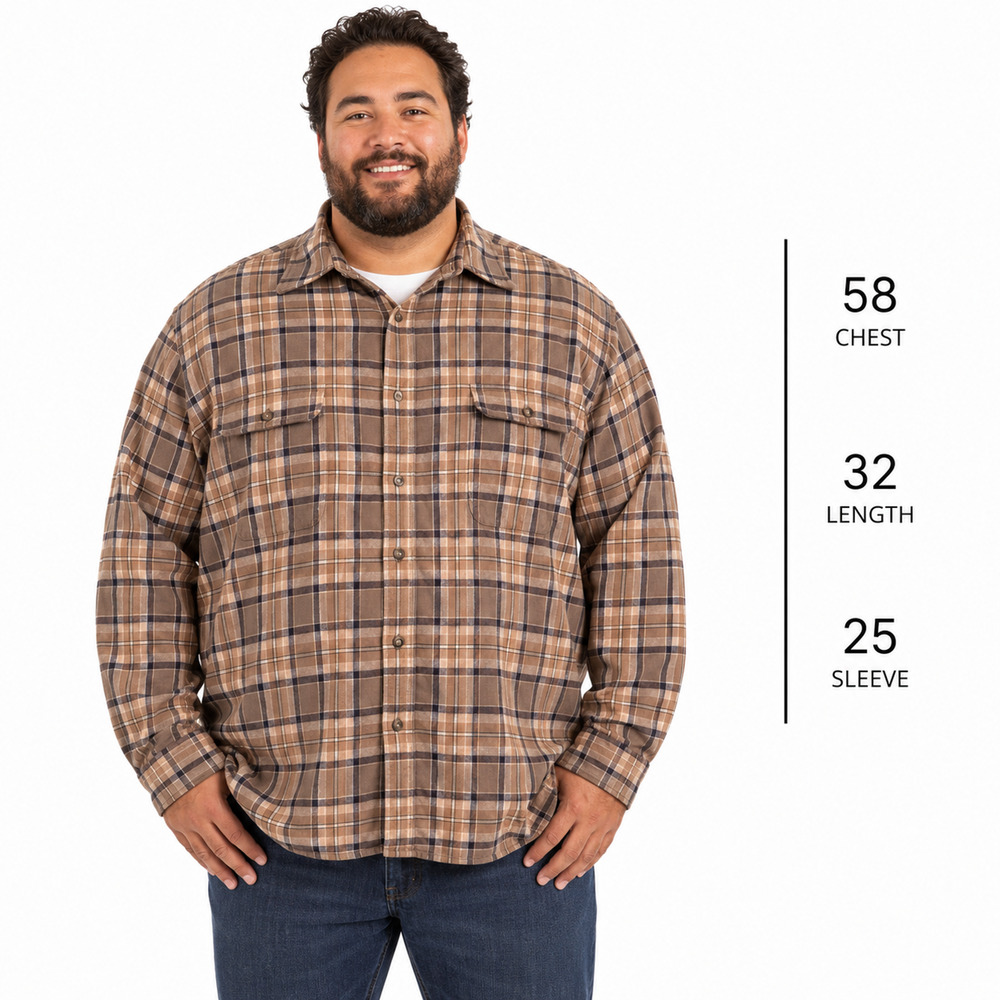 Carhartt Mens Brown Plaid Flannel Button Down Long Sleeve Shirt Heavy Weight 3XL